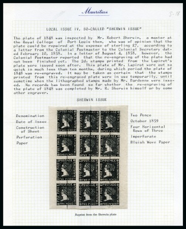 Stamp of Mauritius » 1859 Sherwin Issue (SG 40) 1859 Sherwin 1911 reprints of the 1d and 2d