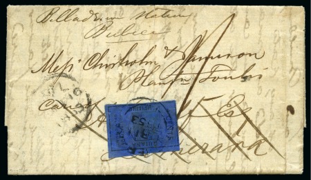 Stamp of British Guiana 1853 Incoming entire to Demerara redirected with 1852 4c