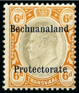Stamp of Bechuanaland » British Bechuanaland Postal Fiscals: 1910 6d Black & Brown Orange, mint