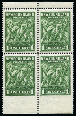 Stamp of Canada » Newfoundland 1932 1c Green mint nh block of four with variety i
