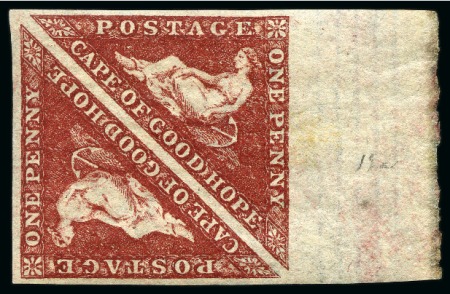 Stamp of South Africa » Cape of Good Hope 1863-64 1d Deep Carmine-Red mint right marginal pair