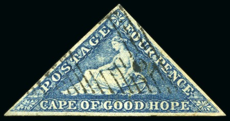 Stamp of South Africa » Cape of Good Hope 1863-64 4d Steel-Blue with good even margins, crisp CGH triangular barred cancel