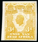 Stamp of South Africa » Union & Republic of South Africa 1911 (Jan) 1d, 3d and 5s "Mackay" unadopted essays in yellow