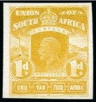 Stamp of South Africa » Union & Republic of South Africa 1911 (Jan) 1d, 3d and 5s "Mackay" unadopted essays in yellow