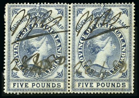 Stamp of South Africa » Griqualand West 1879 Revenue Stamp £5 blue in used pair