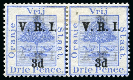 Stamp of South Africa » Orange Free State 1900 3d on 3d with Blue mint pair with offset of the surcharge