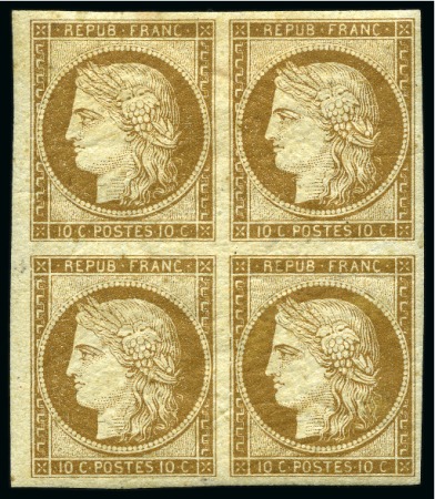 Stamp of France 1849 Ceres 10c en bloc de 4