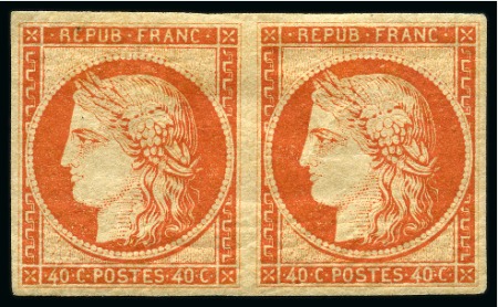 Stamp of France 1849 Ceres 40c essai de gommage