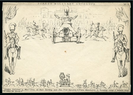 Stamp of Great Britain » 1840 Mulreadys & Caricatures "Fores's Military Envelope" and "Fores's Christmas Envelope" unused