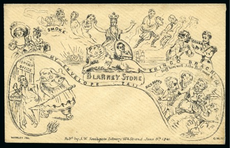 Stamp of Great Britain » 1840 Mulreadys & Caricatures "Blarney Stone", "No.4 Rejected Design's for the Postage Envelope" by Southgate