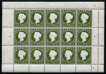 Stamp of Gambia 1886-93 6d Deep Bronze-Green in mint nh sheetlet of 15