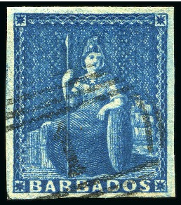 Stamp of Barbados 1852-55 (1d) Blue used