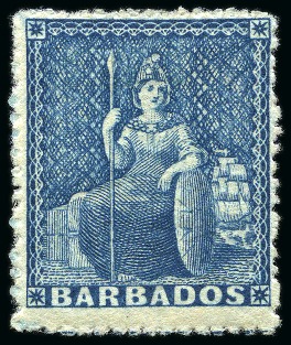 Stamp of Barbados 1871 (1d) Blue, wmk small star, rough perf 14-16, mint