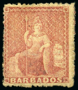 Stamp of Barbados 1871 (4d) Dull Rose-Red, wmk small star, rough perf.14-16, unused