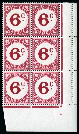 Stamp of Barbados POSTAGE DUES: 1950-53 6c Carmine mint nh with St. Edward's Crown wmk error