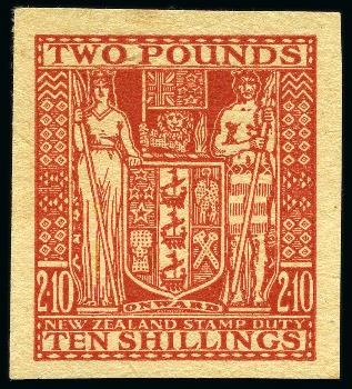 Stamp of New Zealand 1931-40 Postal Fiscal £2 10s imperf. plate proof