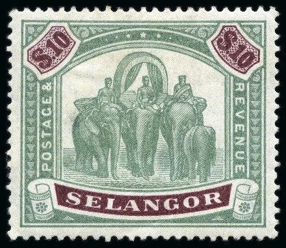 Stamp of Malaysia » Malaysian States » Selangor 1895-99 $10 Green & Purple mint