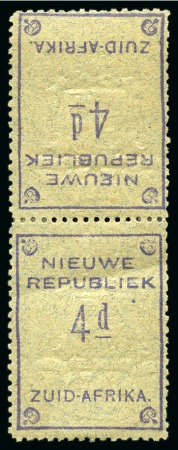 Stamp of South Africa » New Republic 1887 2d and 4d Violet on granite paper in mint tête-bêche pairs
