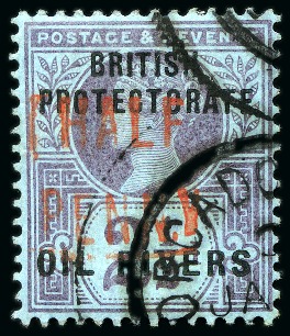 Stamp of Nigerias » Niger Coast Protectorate 1893 1/2d (type 5 in vermilion) on 2 1/2d used