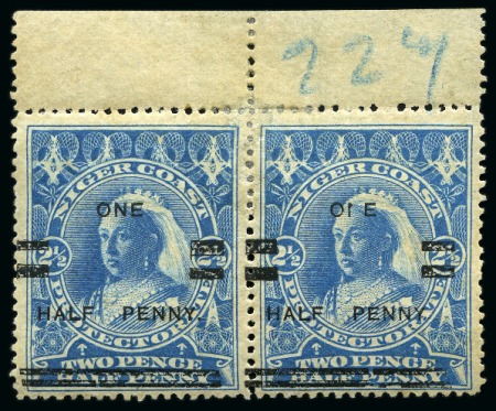 Stamp of Nigerias » Niger Coast Protectorate 1894 1/2d on 2 1/2d with "OIE" for "ONE" variety