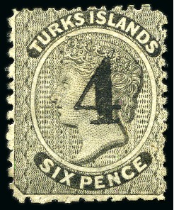 Stamp of Turks and Caicos Islands 1881 4 (type 28) on 6d unused