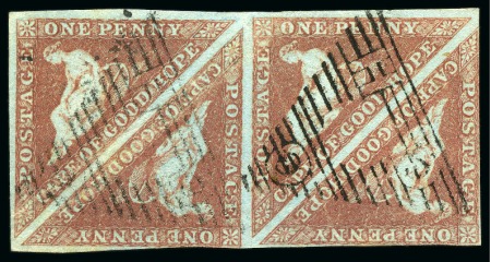 Stamp of South Africa » Cape of Good Hope 1853 1d Deep Brick-Red on blued paper used block of four