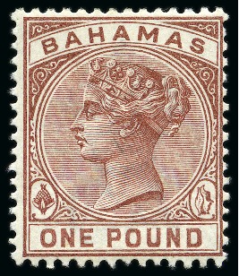Stamp of Bahamas 1884-90 £1 Venetian Red mint