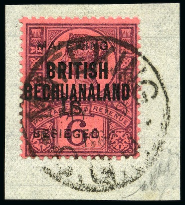 Stamp of South Africa » Mafeking 1900 6d on BB 6d purple on rose-red (sans-serif ovpt) used
