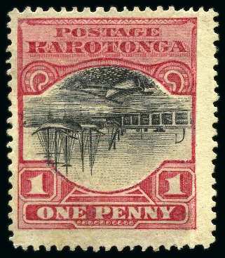 Stamp of Cook Islands 1920 1s Black & Carmine-Red with inverted centre