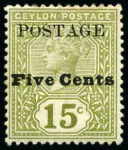 Stamp of Ceylon 1890-92 group of 4 mint varieties
