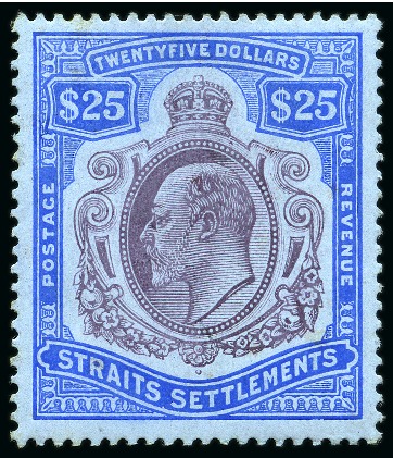Stamp of Malaysia » Straits Settlements 1906-12 $25 Purple & Blue on blue mint