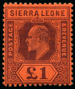 Stamp of Sierra Leone 1904-05 Wmk Multi CA £1 Purple on red mint