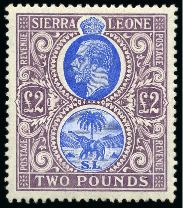 Stamp of Sierra Leone 1912-21 £2 Blue & Dull Purple mint og