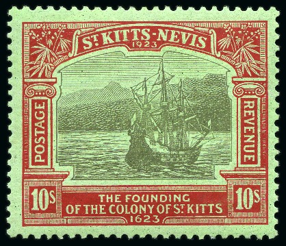 Stamp of St. Kitts-Nevis » St. Kitts-Nevis Crown Colony & Later 1923 Tercentenary 10s mint