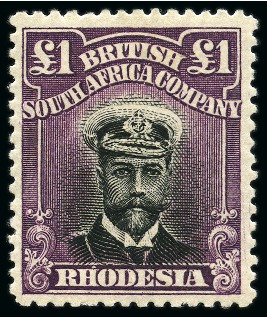 Stamp of Rhodesia 1913-19 Admiral £1 Black & Purple mint
