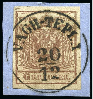 Stamp of Austria » 1850 Issue 1850 6Kr  Hungarian cancel VAGH-TEPLA