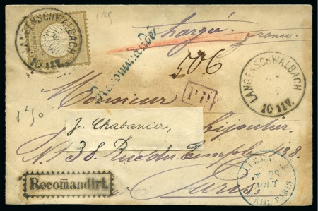 Stamp of Germany » German Empire » German Empire, 1872 Small shield issue 1872 Small shield 5gr cover to Paris