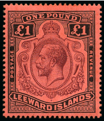 Stamp of Leeward Islands 1921-32 £1 Purple & Black on red, mint