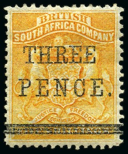 Stamp of Rhodesia 1896 3d on 5s mint