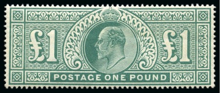 Stamp of Great Britain » King Edward VII 1902-10 De La Rue £1 green, mint, fine (SG £2'000)