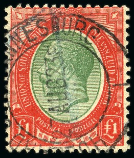 Stamp of South Africa » Union & Republic of South Africa 1913-24 £1 green and red, used