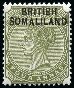 Stamp of Somaliland Protectorate 1903 4a Slate-Green with "BR1TISH" variety, mint