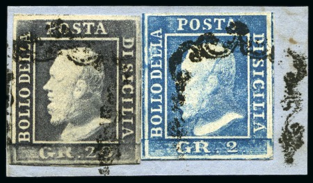Stamp of Italian States » Sicily ITALY - Sicily 1859 Issue 20Gr + 2Gr on fragment
