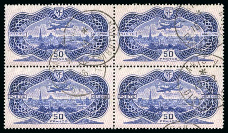 Stamp of France » Poste Aérienne 1936 50F Burelé en bloc de 4 oblitéré