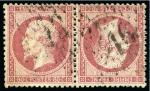 Stamp of France » Collections 1849-1875, Lot de 6 paires dont trois paires TETE-BECHE du 25c bleu de 1849 
