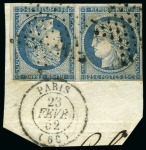 Stamp of France » Collections 1849-1875, Lot de 6 paires dont trois paires TETE-BECHE du 25c bleu de 1849 