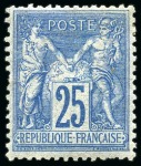 Stamp of France » Collections 1849-1880, Sélection de neuf et d'oblitérés, à noter rare bande de 4 neuve avec bord de feuille du Yv. 1 (déf., signé Calves),