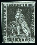Stamp of Italian States » Tuscany Tuscany 1851 1q black on grey and on blue, both used
