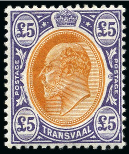 Stamp of South Africa » Transvaal 1903 CA £5 orange-brown and violet, mint