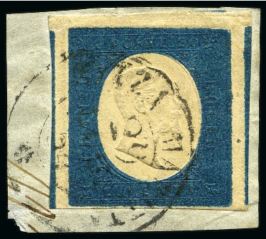 Stamp of Italian States » Sardinia ITALY - SARDINIA 1854-1863 2 FRAGMENTS WITH nizza & messina pmks